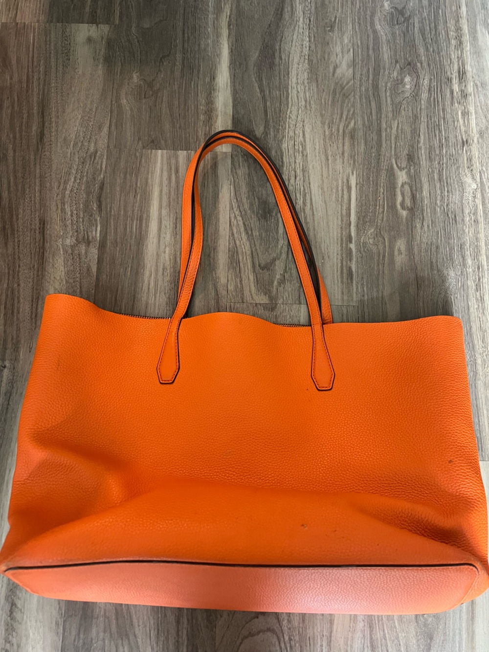Tory Burch Bright Orange Pebbled Leather Tote - Picture 4 of 10